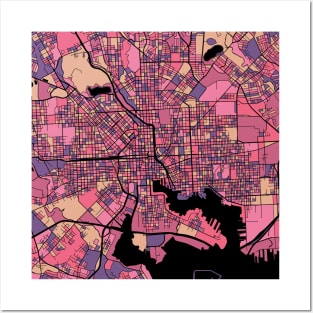 Baltimore Map Pattern in Purple & Pink Posters and Art